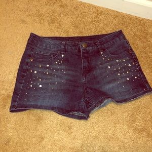 Justice studded jean shorts